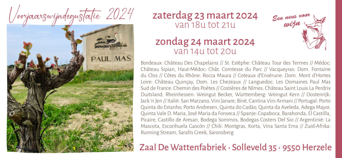 Uitnodiging De Vos Voorjaarswijndegustatie 2024